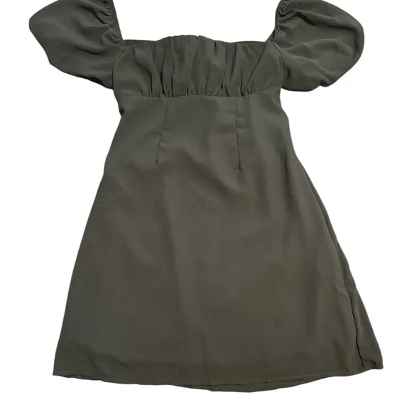 SHEIN  Privé Square Neck Puff Sleeve Tie Back Chiffon Dress XS - Picture 3 of 5